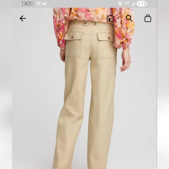 CHICO'S NWT CANVAS WIDE LEG PANTS SZ 2 / 12 - Picture 2 of 14